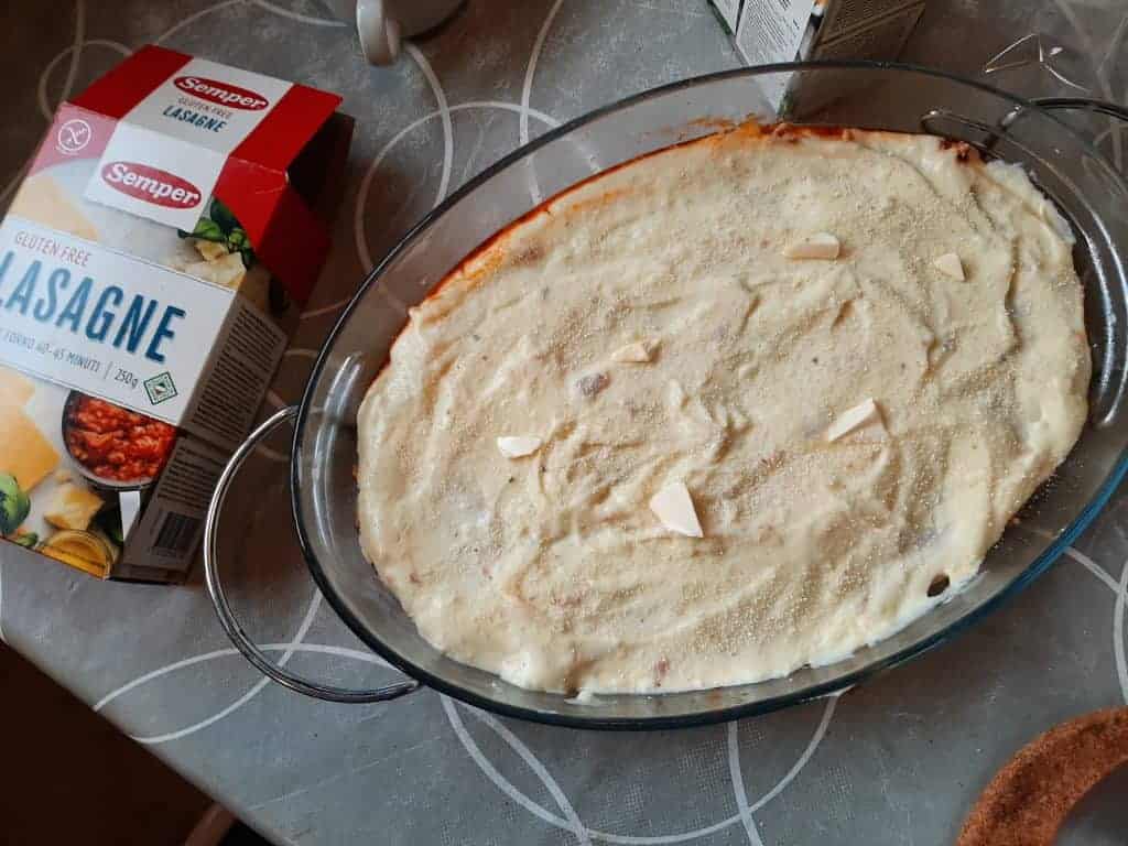 Glutenfri lasagne klar til ovnen